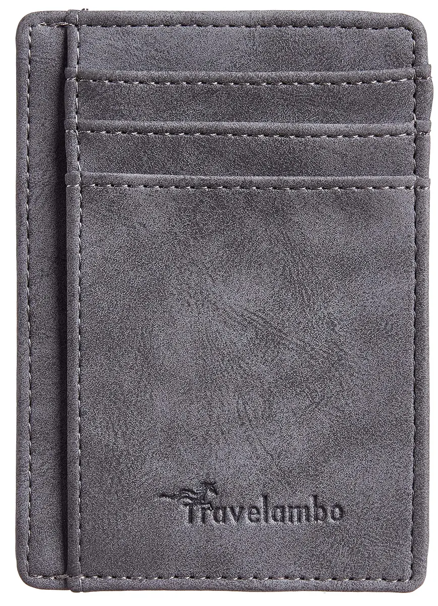 Travelambo Slim Wallet Front Pocket Minimalist Leather RFID Blocking Medium Size | Compact & Secure - view 4