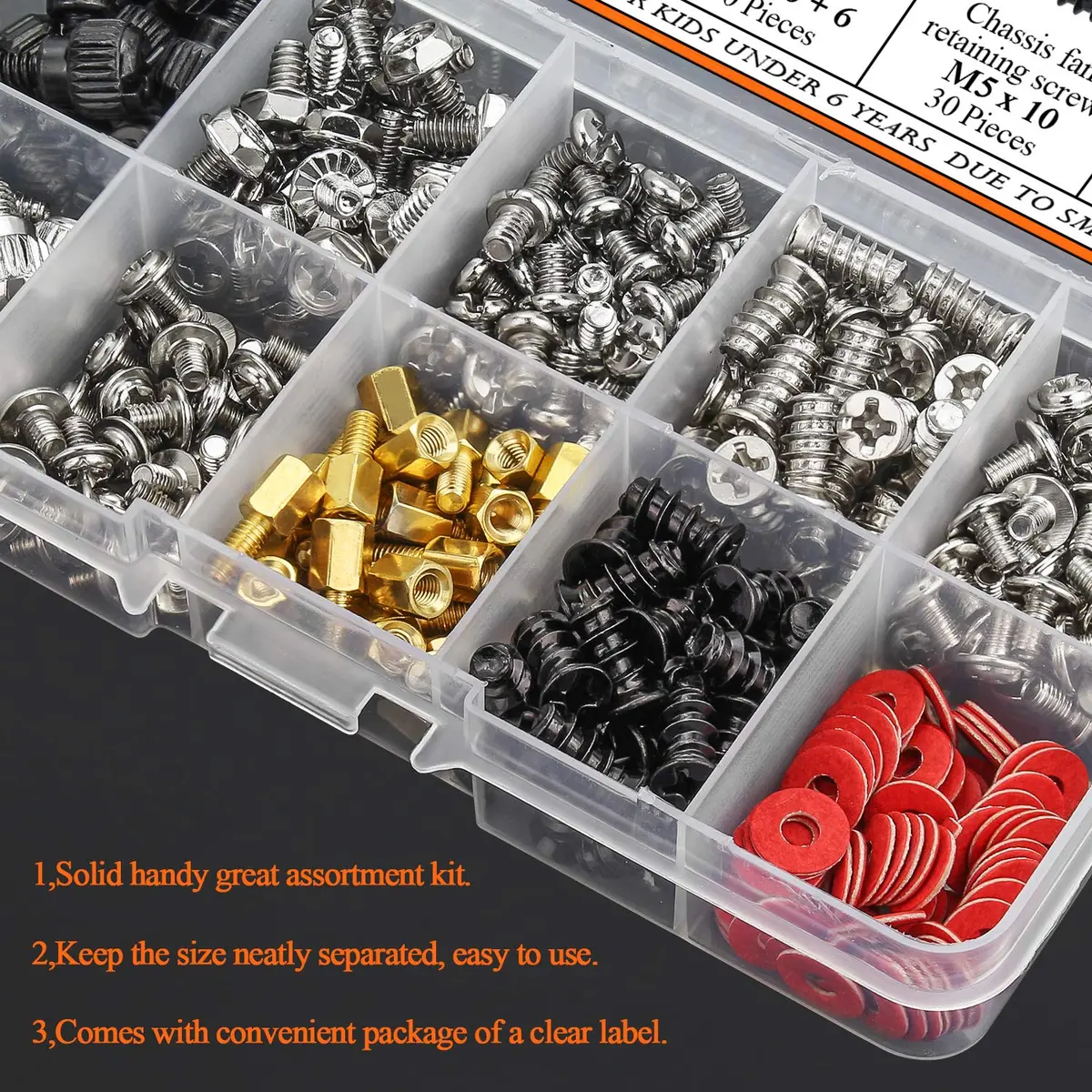 HELIFOUNER 360 Pieces Computer Screw Assortment Kit for Hard Drive, Motherboard, Fan, Power, Graphics | High-Quality Brass & Steel - view 5