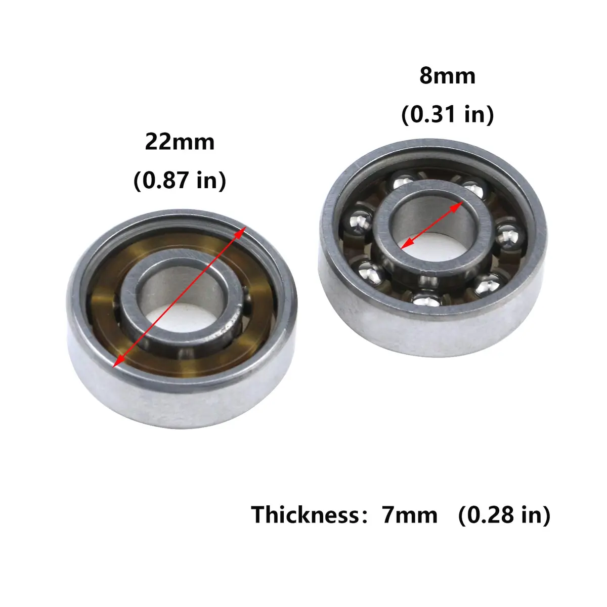 Antrader Steel Ball Bearings 8x22x7mm | Durable Chrome Steel Fidget Spinner Bearings - view 3