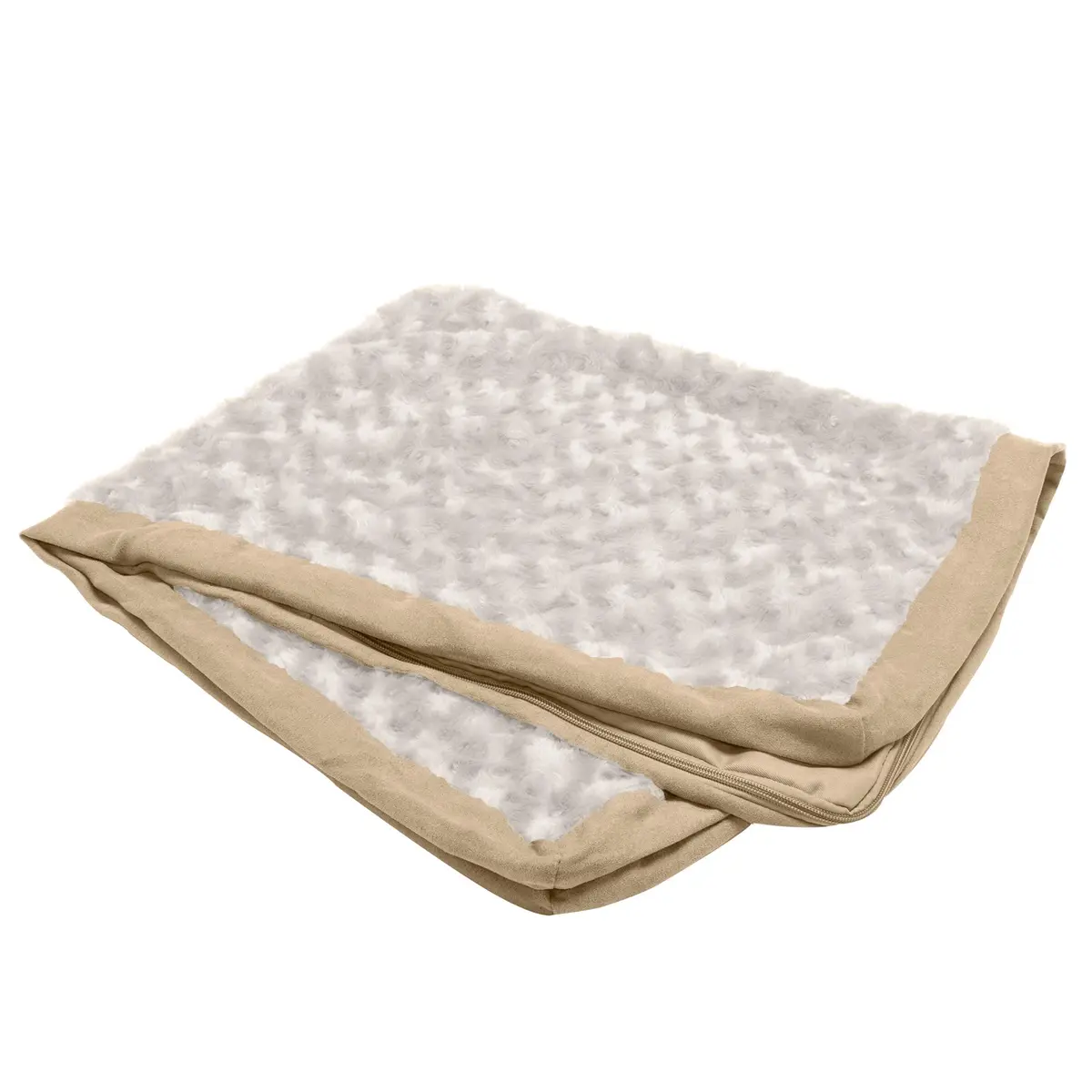 Furhaven Replacement Dog Bed Cover Ultra Plush Faux Fur & Suede Mattress, Machine Washable - Cream, Medium | Fits 30" x 20" x 3" foam mattress - main product image