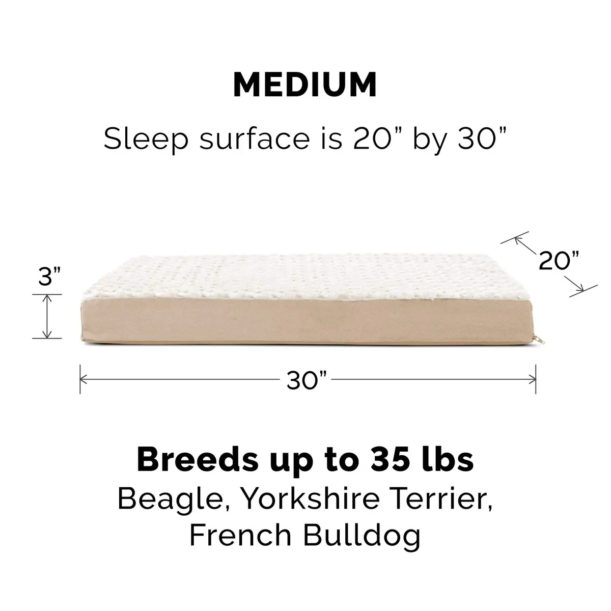 Furhaven Replacement Dog Bed Cover Ultra Plush Faux Fur & Suede Mattress, Machine Washable - Cream, Medium | Fits 30" x 20" x 3" foam mattress - view 3