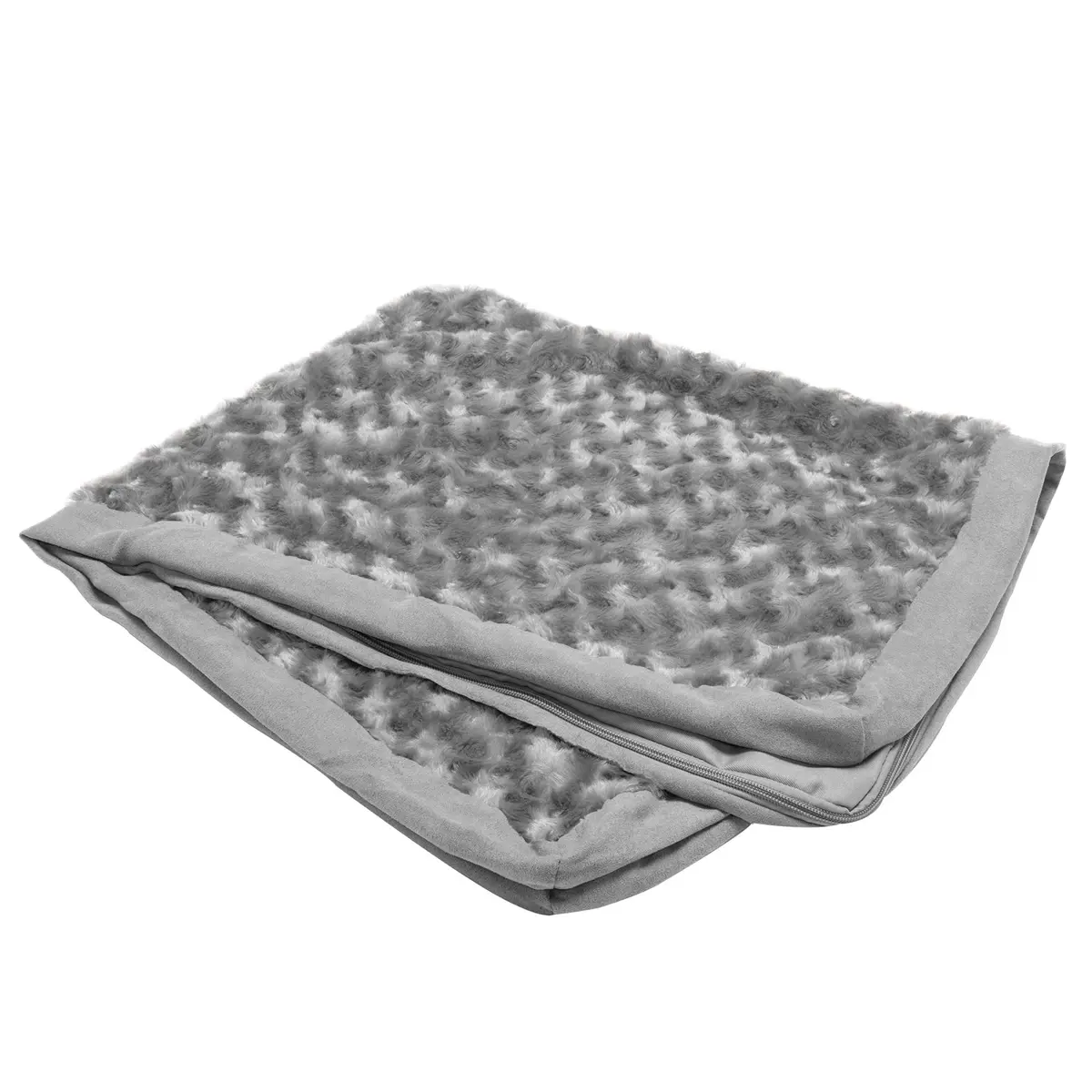 Furhaven Replacement Dog Bed Cover Ultra Plush Faux Fur & Suede Mattress, Machine Washable - Gray, Jumbo (X-Large) | Fits 40" x 32" foam mattress - main product image