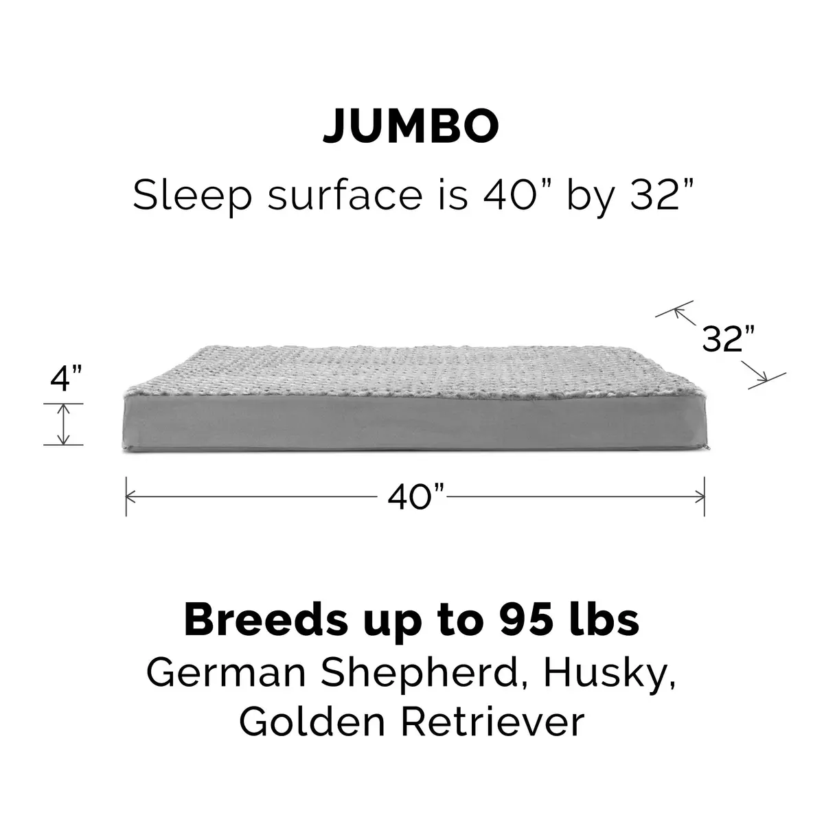 Furhaven Replacement Dog Bed Cover Ultra Plush Faux Fur & Suede Mattress, Machine Washable - Gray, Jumbo (X-Large) | Fits 40" x 32" foam mattress - view 3