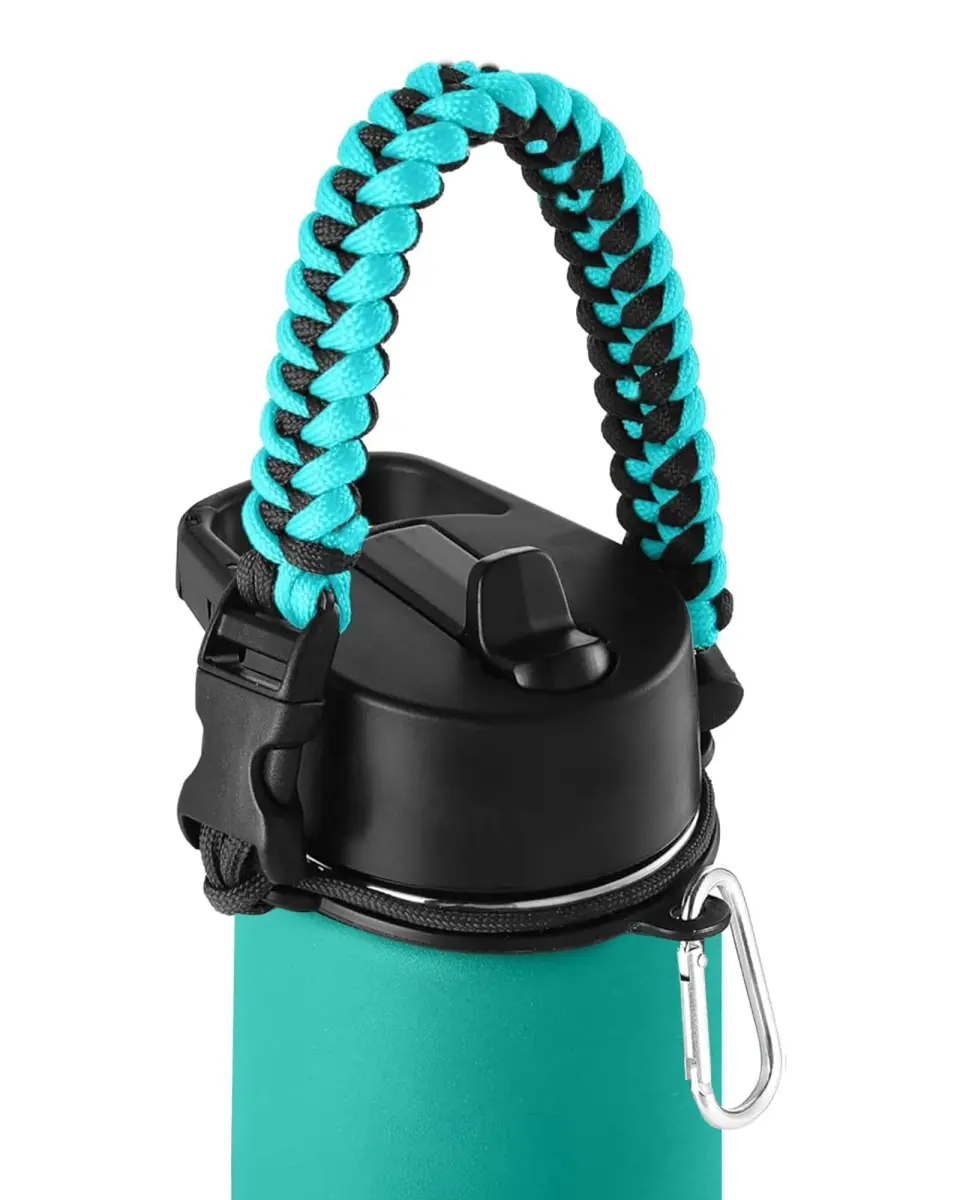 IRON °FLASK Paracord Handle for Wide Mouth Water Bottles - Aquamarine | Fits 10-64 Oz Bottles - main product image