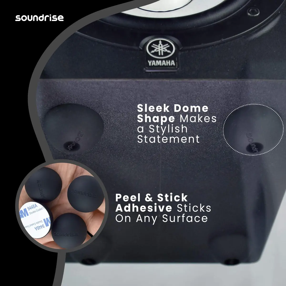 Soundrise Domes Isolation Pads - Black Silicone Anti-Vibration Feet for Speakers & Turntables, 1.27 cm (0.5 inch) Thick | 55 lb Load Capacity - view 4