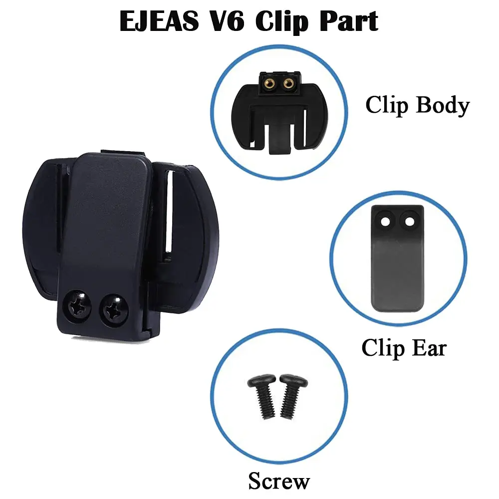 QSPORTPEAK Motorcycle Intercom Clip for V6/V4 Helmets | Black Plastic Accessory - view 2