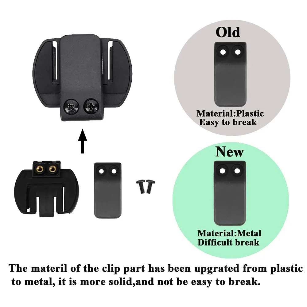 QSPORTPEAK Motorcycle Intercom Clip for V6/V4 Helmets | Black Plastic Accessory - view 3