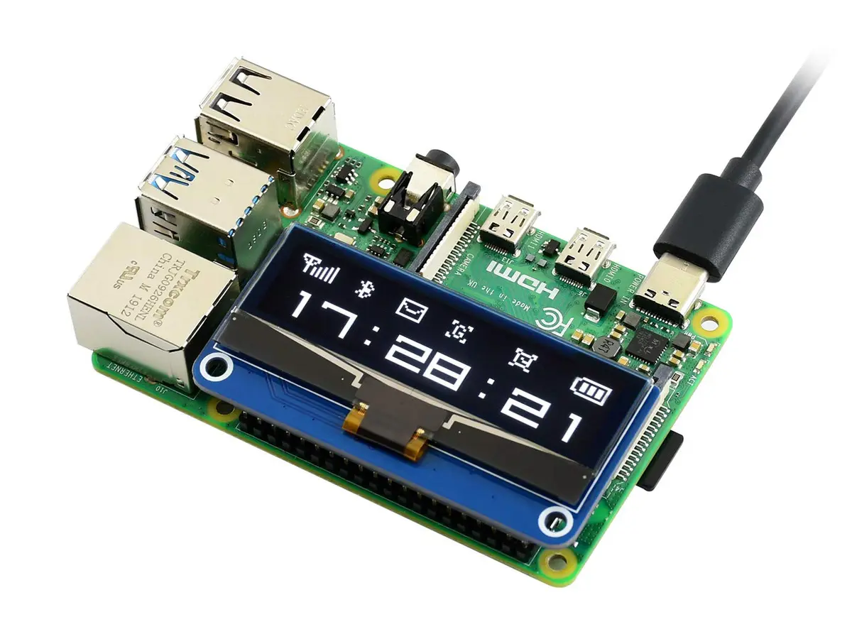 waveshare 2.23inch OLED Display HAT for Raspberry Pi 128×32 Pixels with Embedded SSD1305 Driver Communicating via SPI or I2C - view 7