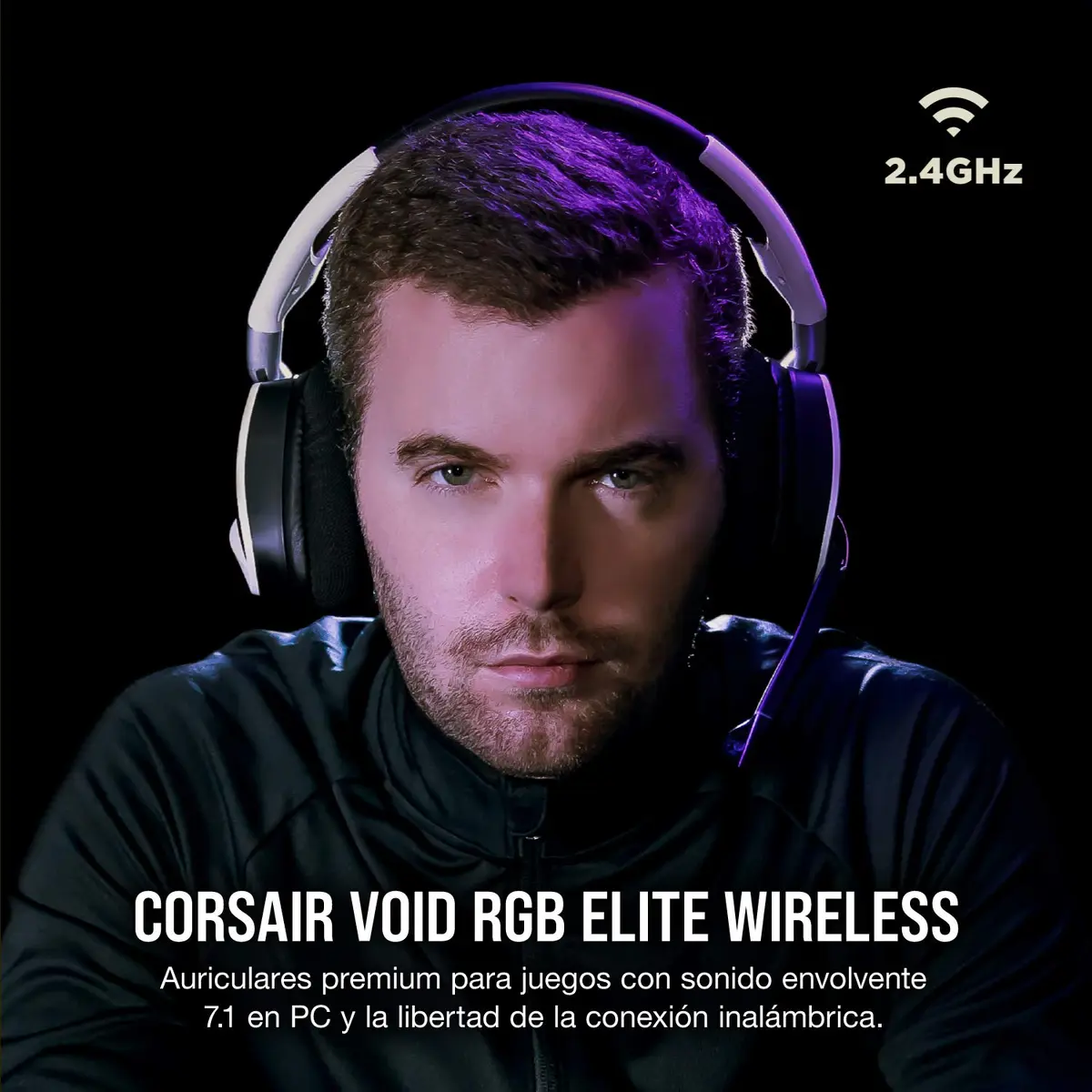 Corsair Void RGB Elite Wireless Gaming Headset – 7.1 Surround Sound – 16-Hour Battery – PC, Mac, PS5, PS4 – White - view 2