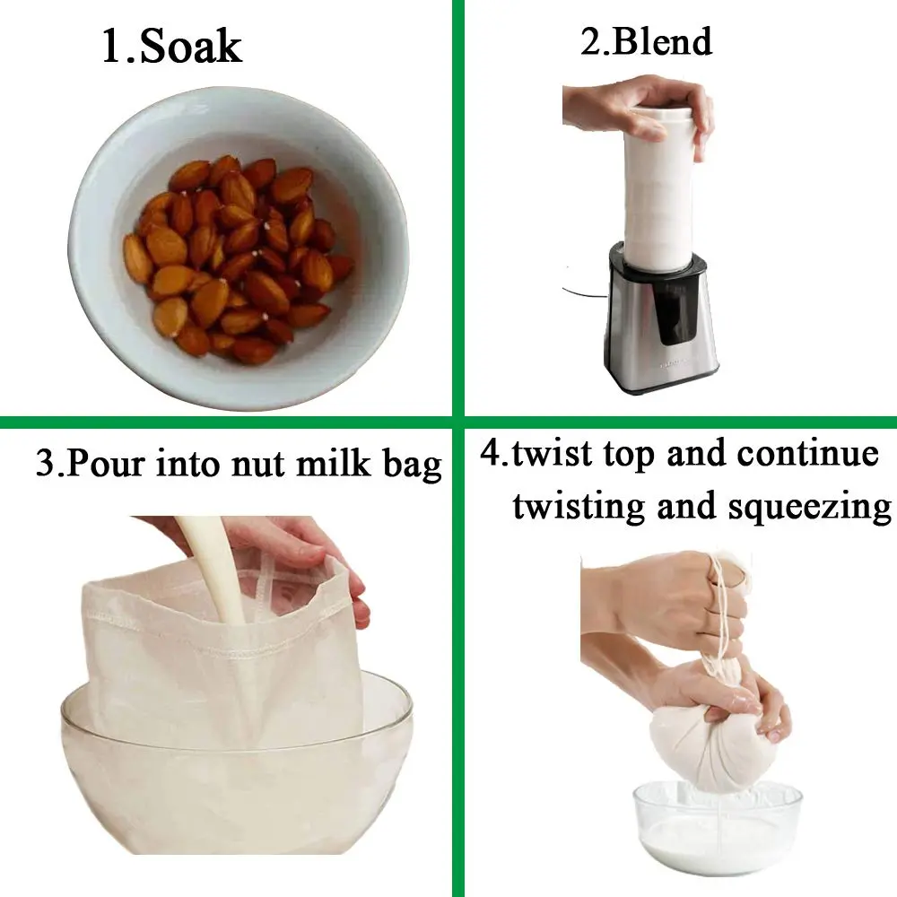 Carrollar Nut Milk Bag 12"x12" | Commercial Grade Reusable Food Strainer for Milk, Juice, Coffee, Tea - view 2