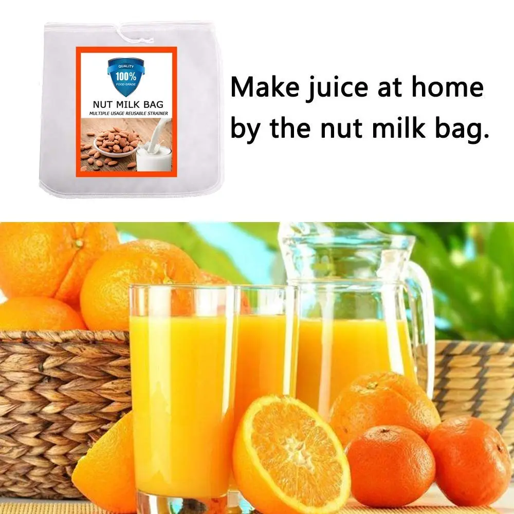 Carrollar Nut Milk Bag 12"x12" | Commercial Grade Reusable Food Strainer for Milk, Juice, Coffee, Tea - view 4