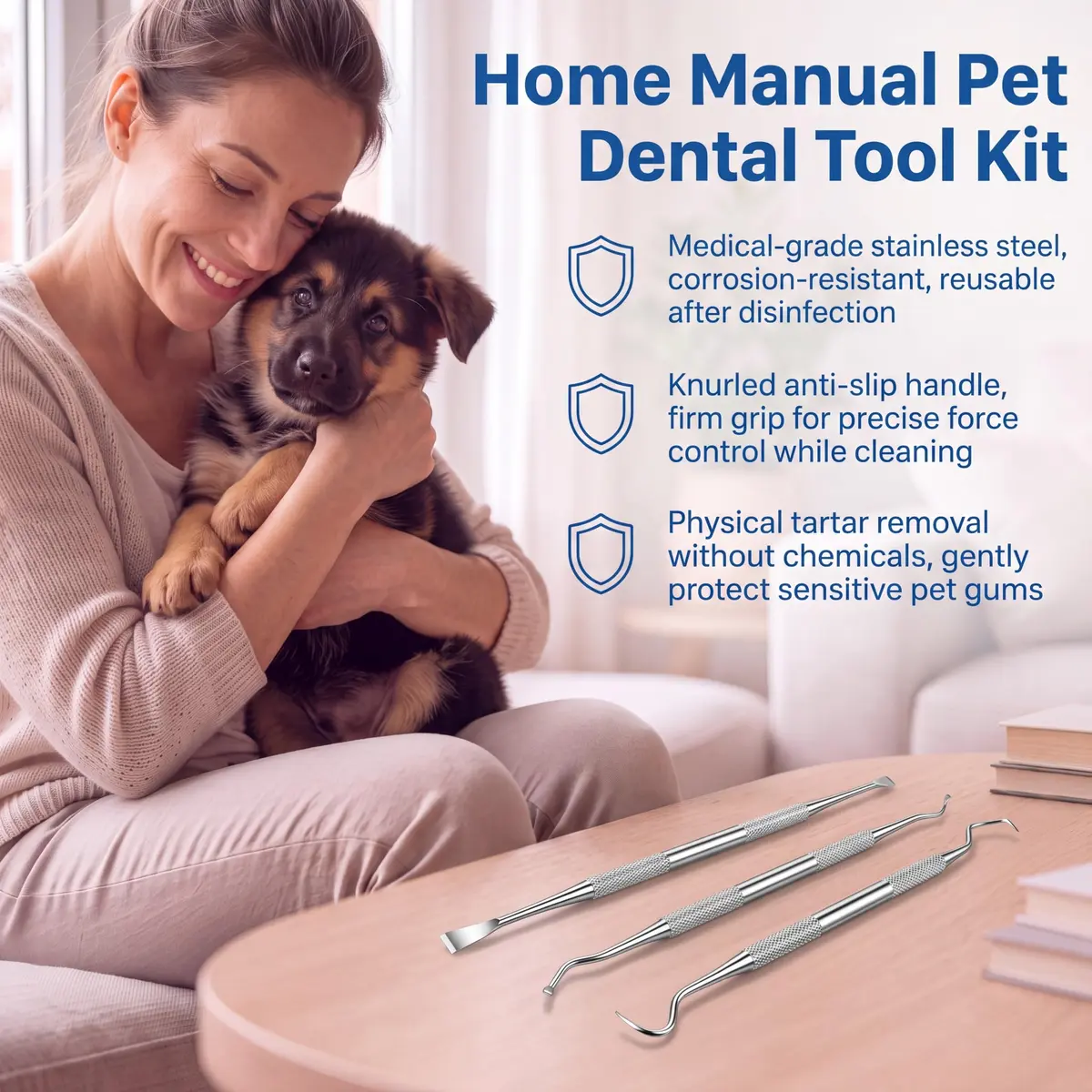 Hotop Stainless Steel Dog Tooth Scaler & Scraper 3 Pcs | Tartar & Plaque Removal Tool for Dogs - view 7