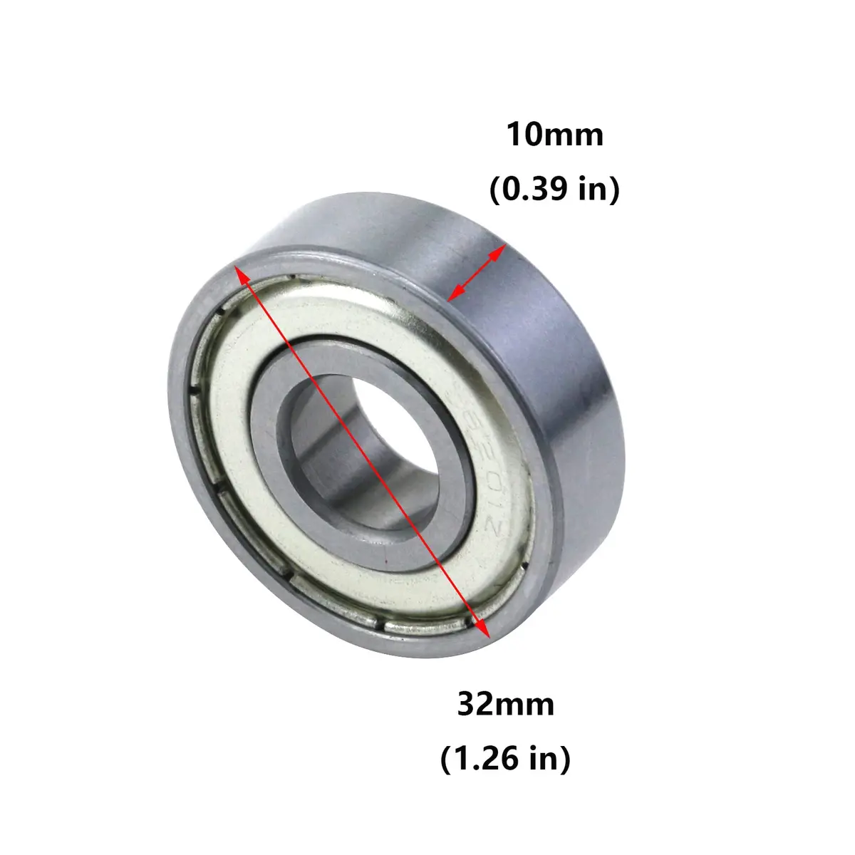 Antrader 12x32x10mm 6201Z Deep Groove Ball Bearing | Double Shielded, Alloy Steel, 2 Pack - view 3