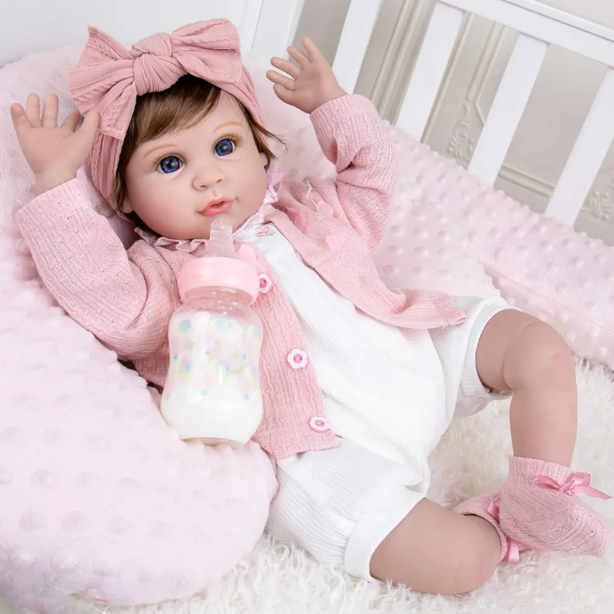Aori Reborn Baby Dolls 22-Inch Lifelike Baby Girl Pink Outfit | Safe, Handcrafted, Perfect for Kids & Collectors - view 2