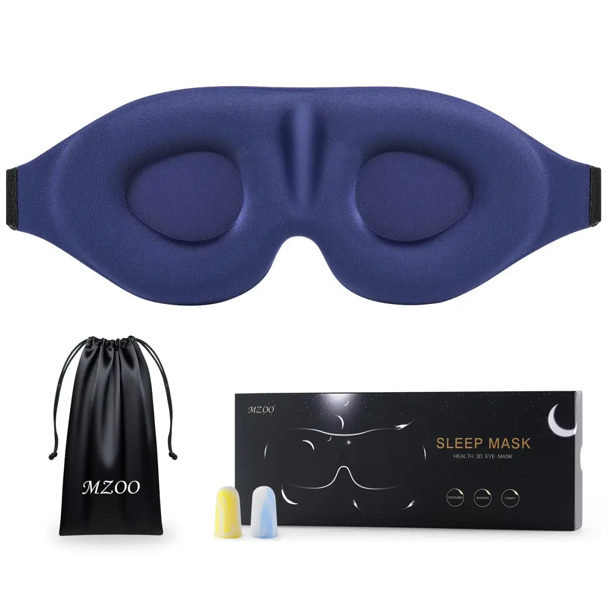 MZOO Luxury 3D Contoured Sleep Mask 10cm (3.9in) | Patented Light Blocking for Deep Sleep - main product image