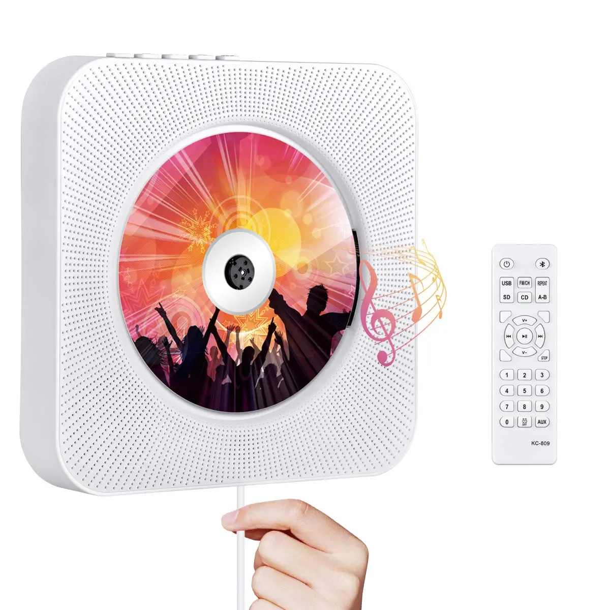 Qoosea Portable CD Player with Bluetooth Wall Mountable Home Audio Boombox 1 Disc, 540g (1.19 lb) | FM Radio, HiFi Speakers, Remote Control - main product image