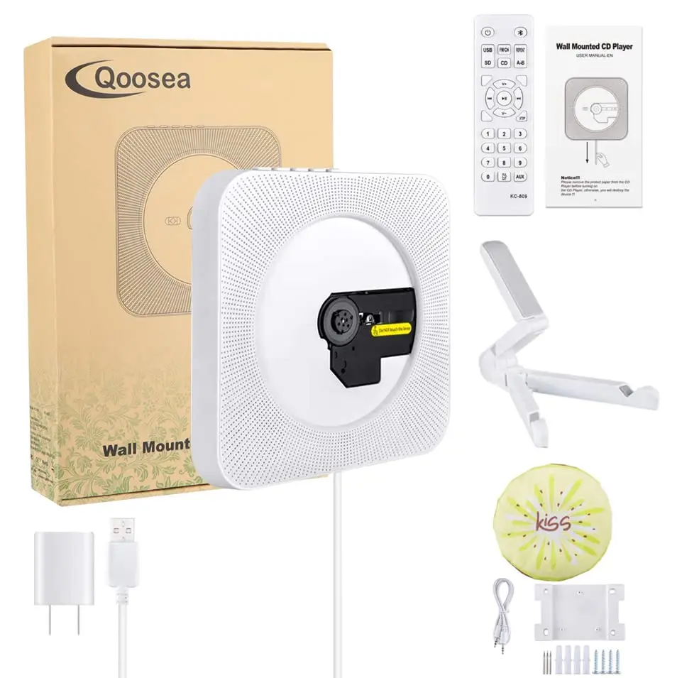 Qoosea Portable CD Player with Bluetooth Wall Mountable Home Audio Boombox 1 Disc, 540g (1.19 lb) | FM Radio, HiFi Speakers, Remote Control - view 8