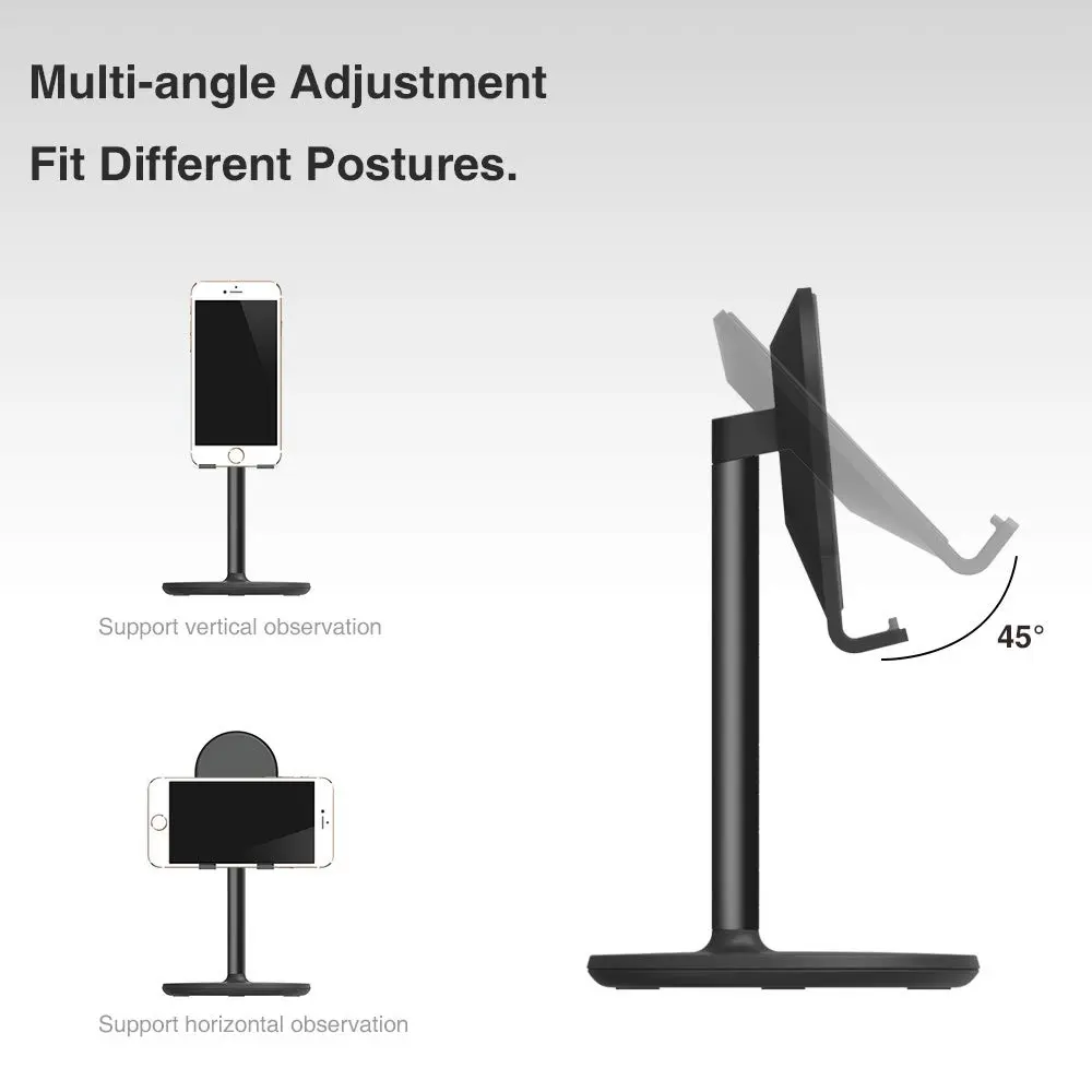 Bright Stone Adjustable Phone Stand for Desk, Black | Compatible with 4"-12.9" Phones/Tablets/iPhone/iPad/Switch - view 6