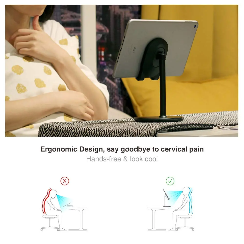 Bright Stone Adjustable Phone Stand for Desk, Black | Compatible with 4"-12.9" Phones/Tablets/iPhone/iPad/Switch - view 4