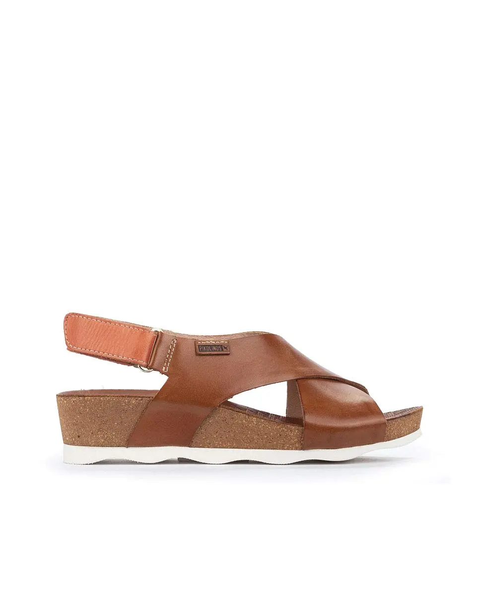 PIKOLINOS Mahon Wedge Sandals Women | Leather | Extra-Light | Light Brown - main product image