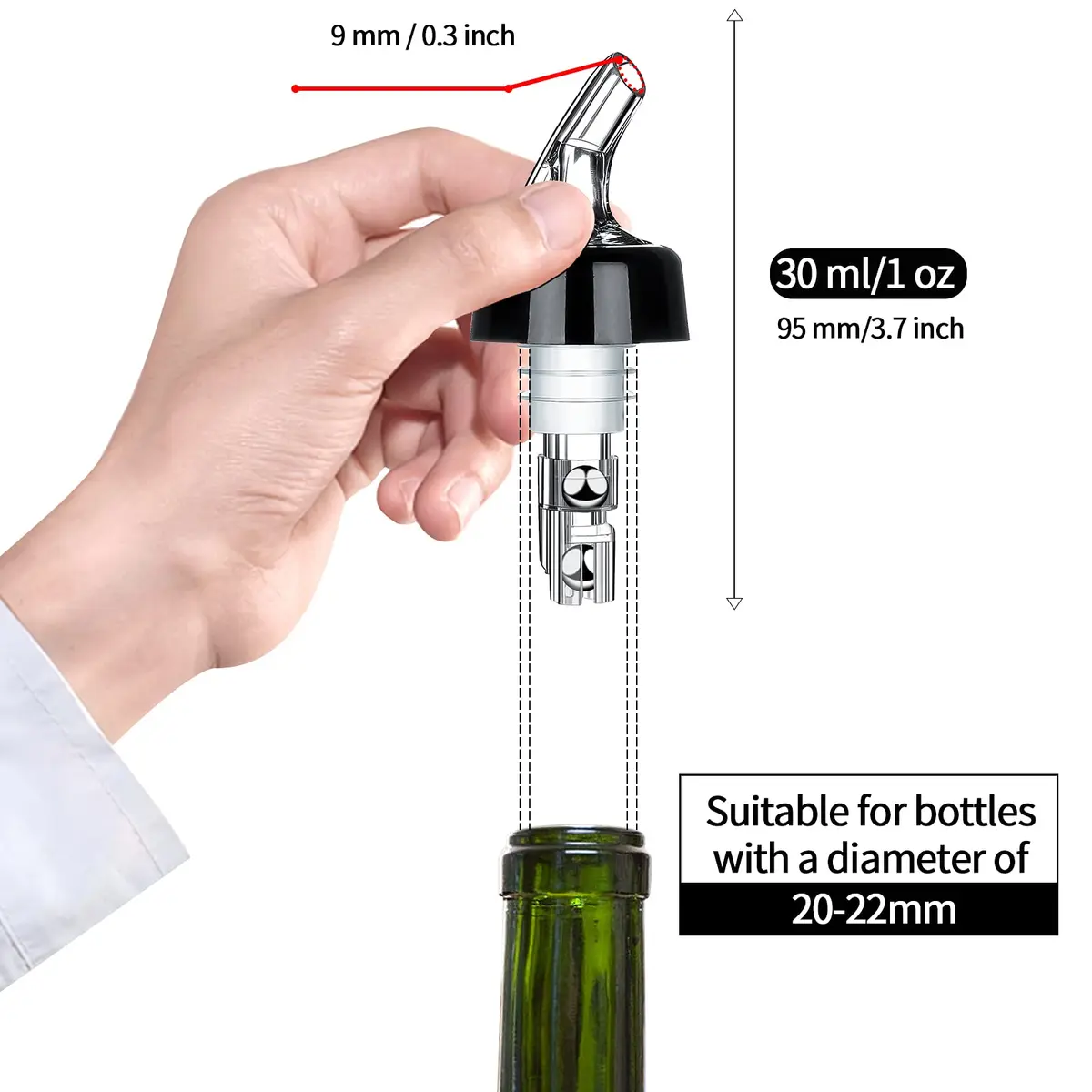 SuproBarware Automatic Measured Bottle Pourer 30ml | Precise Shot Dispenser for Home & Bar - view 4