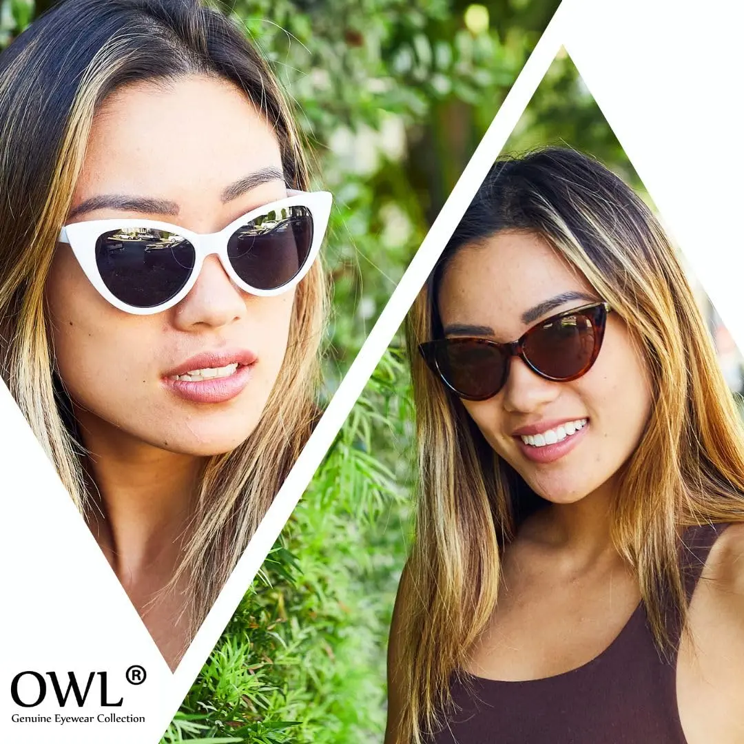 OWL Cat Eye Glasses for Women Vintage - Black White Polka Dots Frame Clear Lens | Small Fit Retro Style - view 8