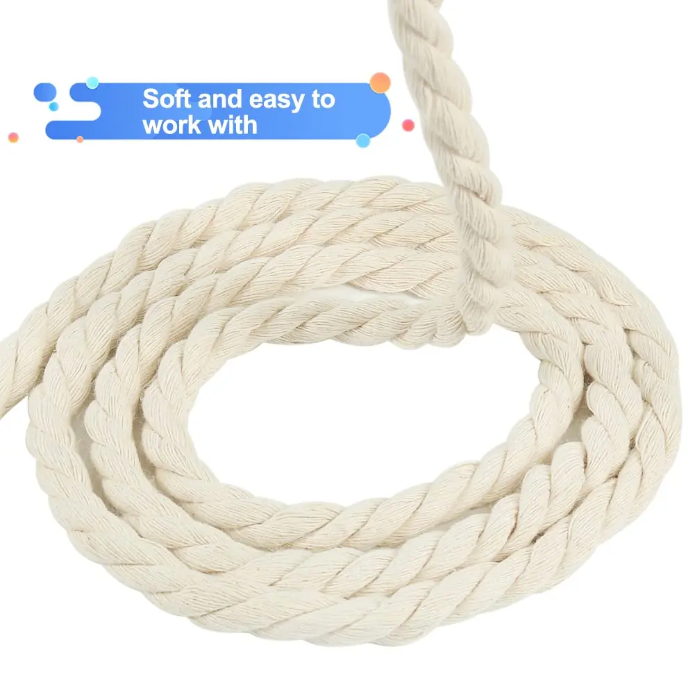 Tenn Well 8mm Macrame Cord 18m (59 Feet) Beige 3-Ply Twisted Cotton Rope | Crafting & Wall Hangings - view 8