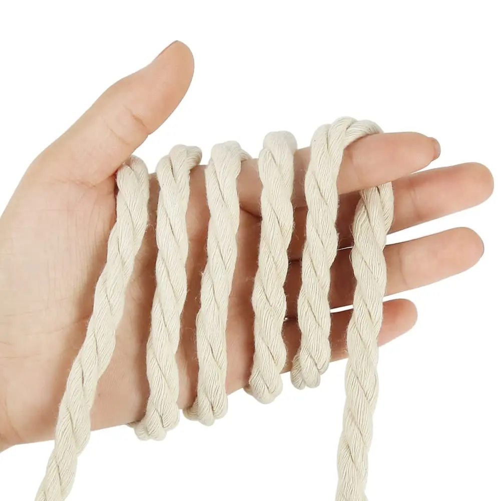 Tenn Well 8mm Macrame Cord 18m (59 Feet) Beige 3-Ply Twisted Cotton Rope | Crafting & Wall Hangings - view 2