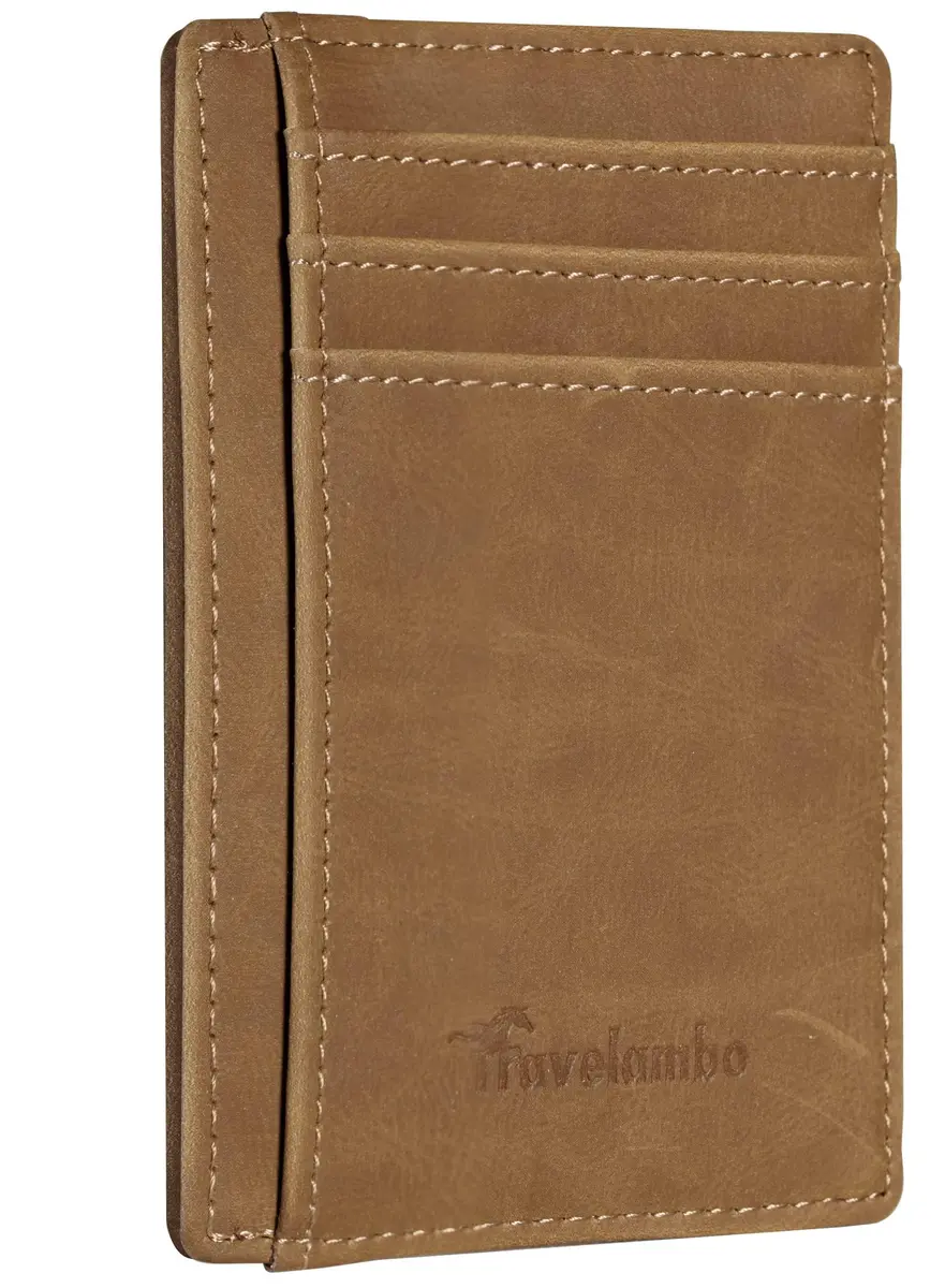 Travelambo Slim Wallet Front Pocket Minimalist Leather RFID Blocking Medium Size - main product image