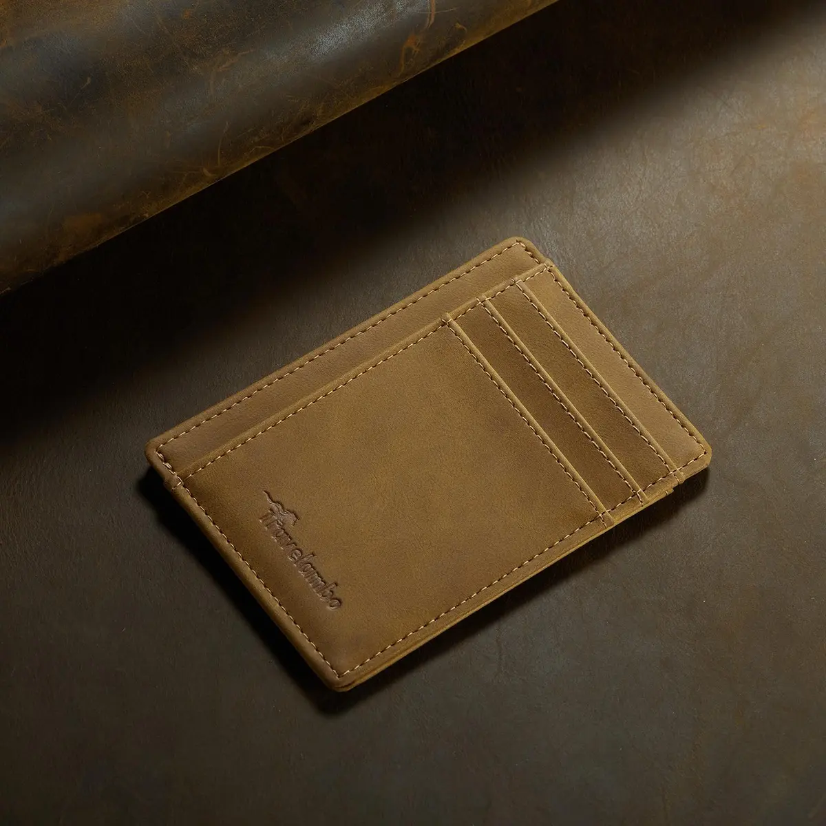 Travelambo Slim Wallet Front Pocket Minimalist Leather RFID Blocking Medium Size - view 5