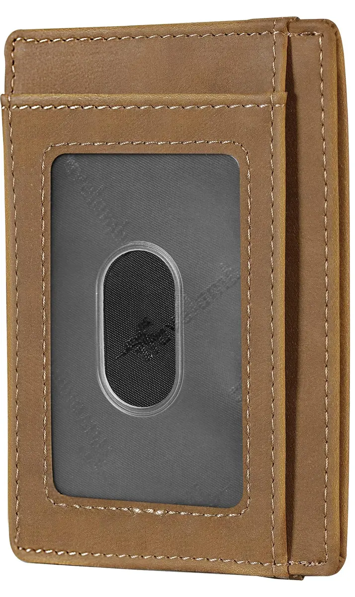 Travelambo Slim Wallet Front Pocket Minimalist Leather RFID Blocking Medium Size - view 8