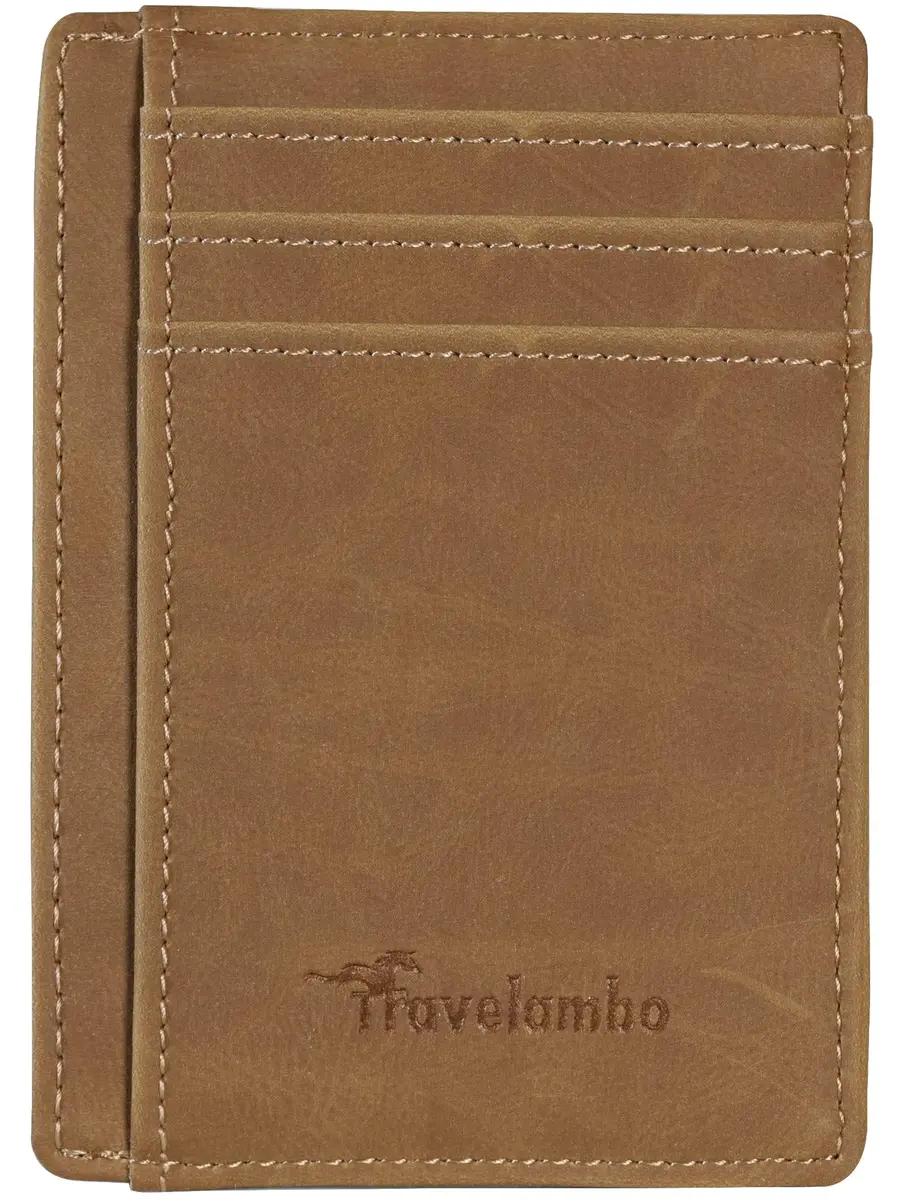 Travelambo Slim Wallet Front Pocket Minimalist Leather RFID Blocking Medium Size - view 9