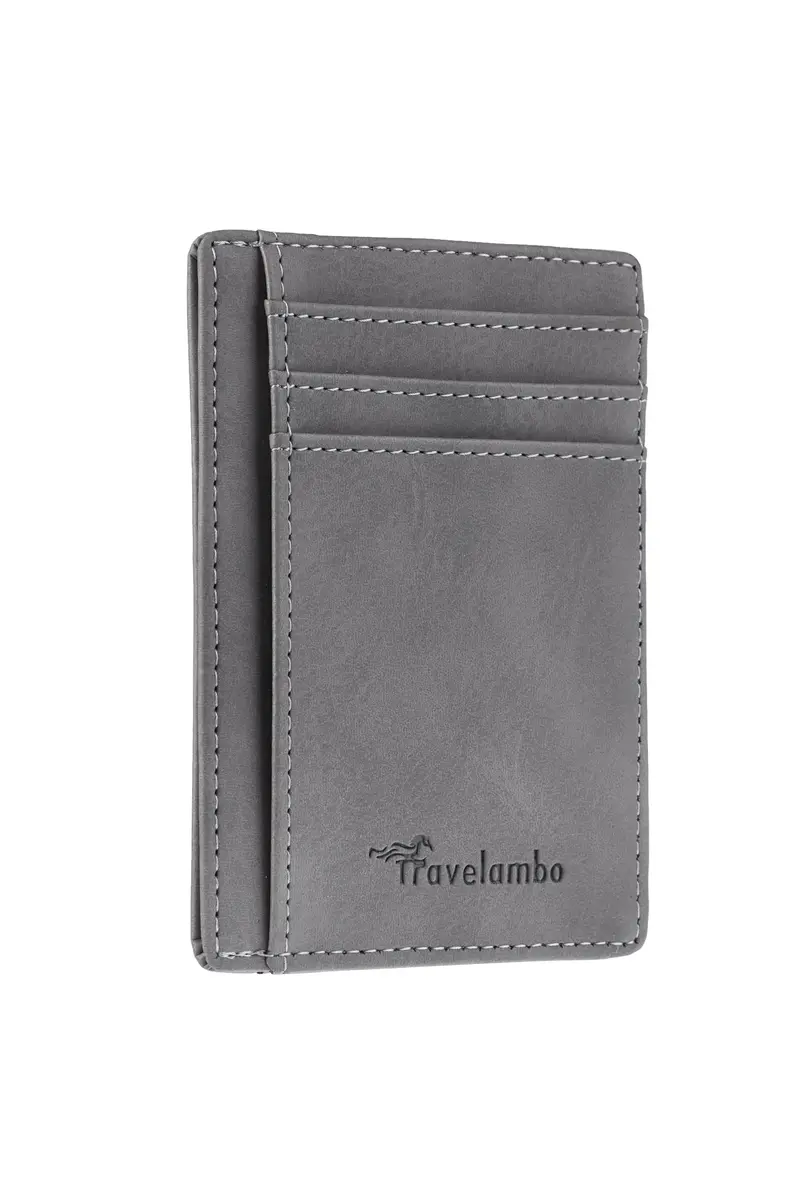 Travelambo Slim Wallet Front Pocket Minimalist Leather RFID Blocking Medium Size - main product image