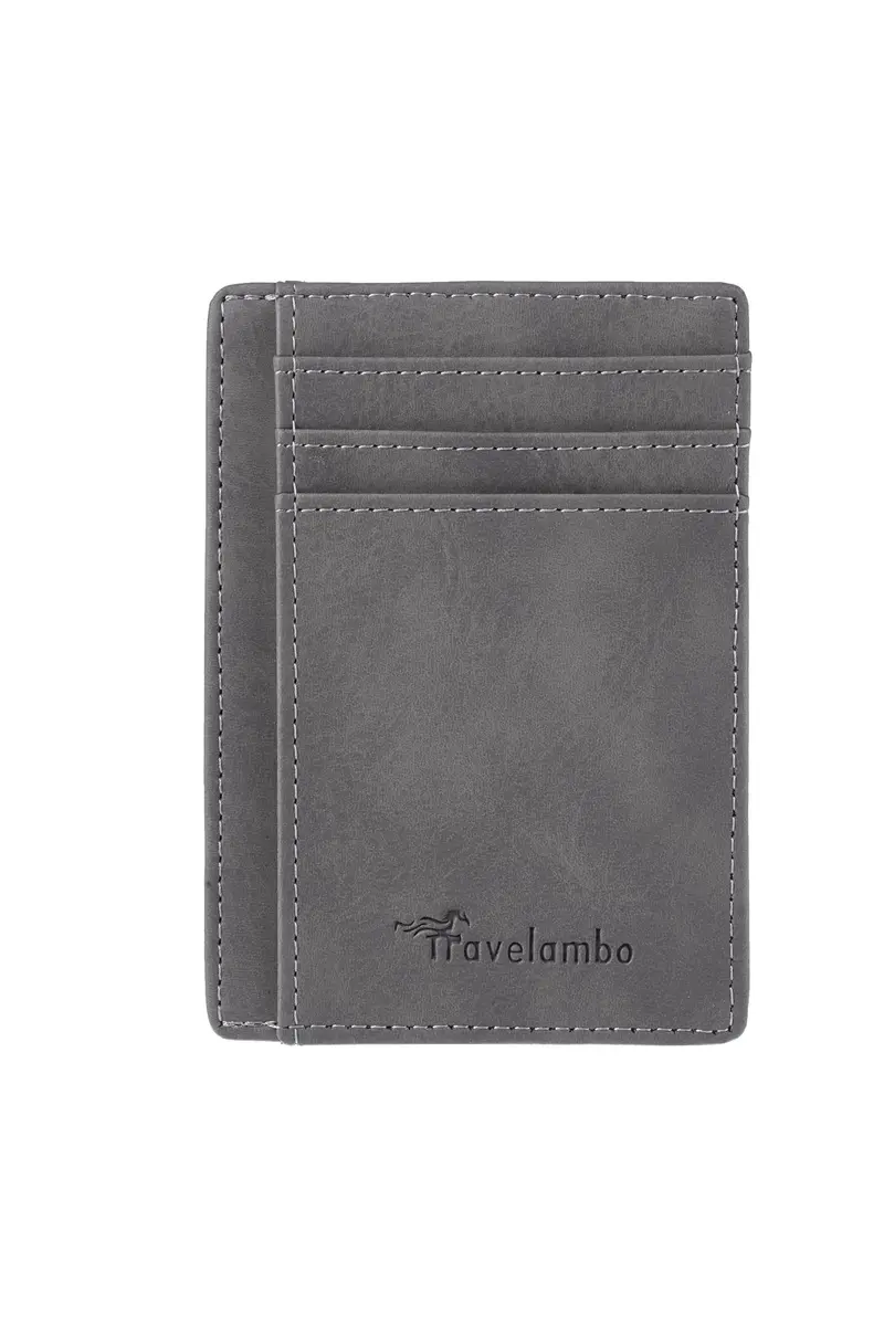 Travelambo Slim Wallet Front Pocket Minimalist Leather RFID Blocking Medium Size - view 4