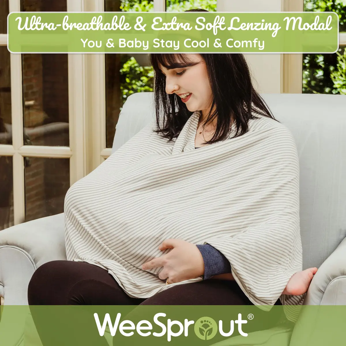 WeeSprout Nursing Cover for Breastfeeding, Dotted Rose Nursing Poncho with Neck Insert, 156 cm (54x27 Inch) | Soft & Breathable Lenzing Modal - view 3