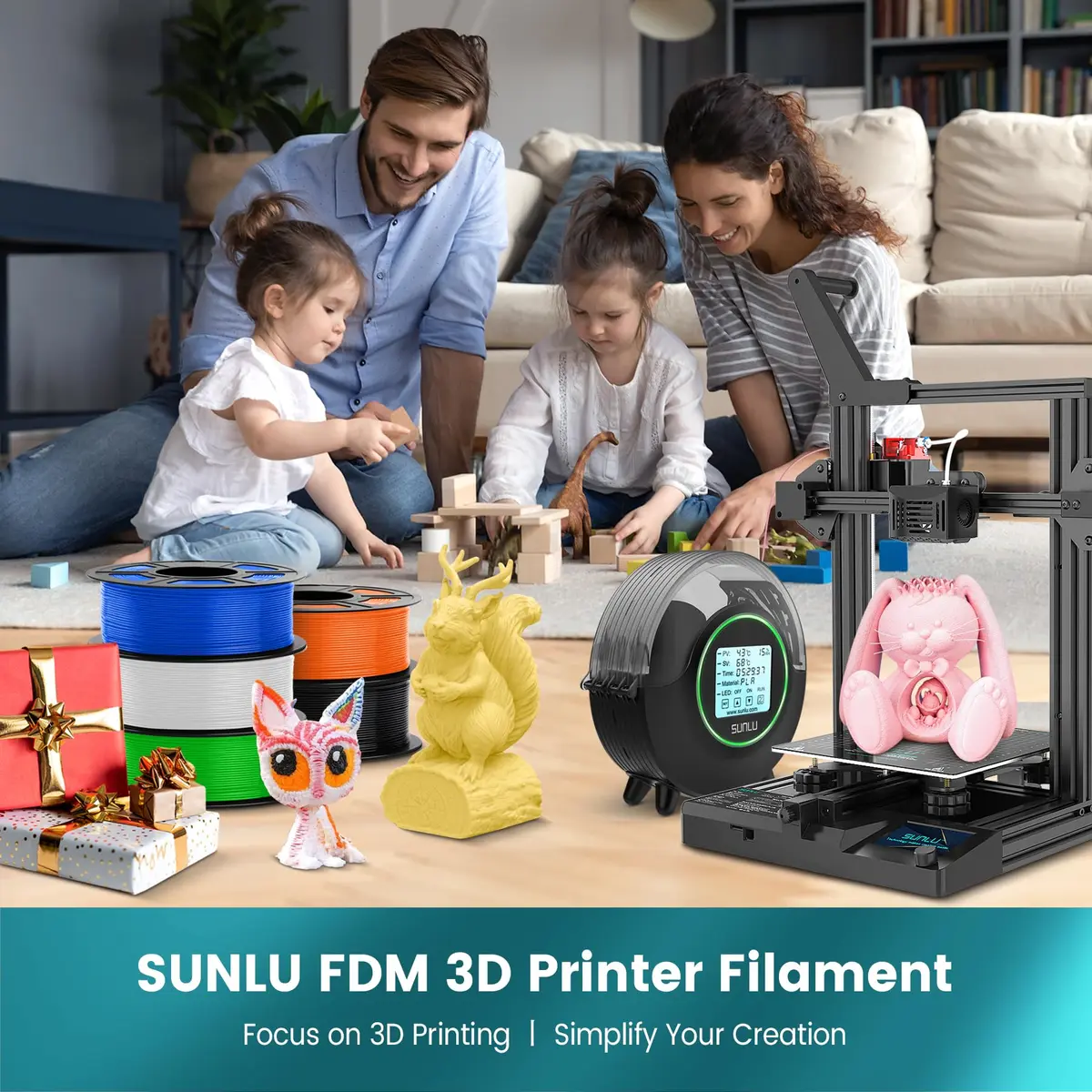 SUNLU PLA 3D Printer Filament, Black, 1kg | Reliable, Easy to Use, No Clogs - view 7