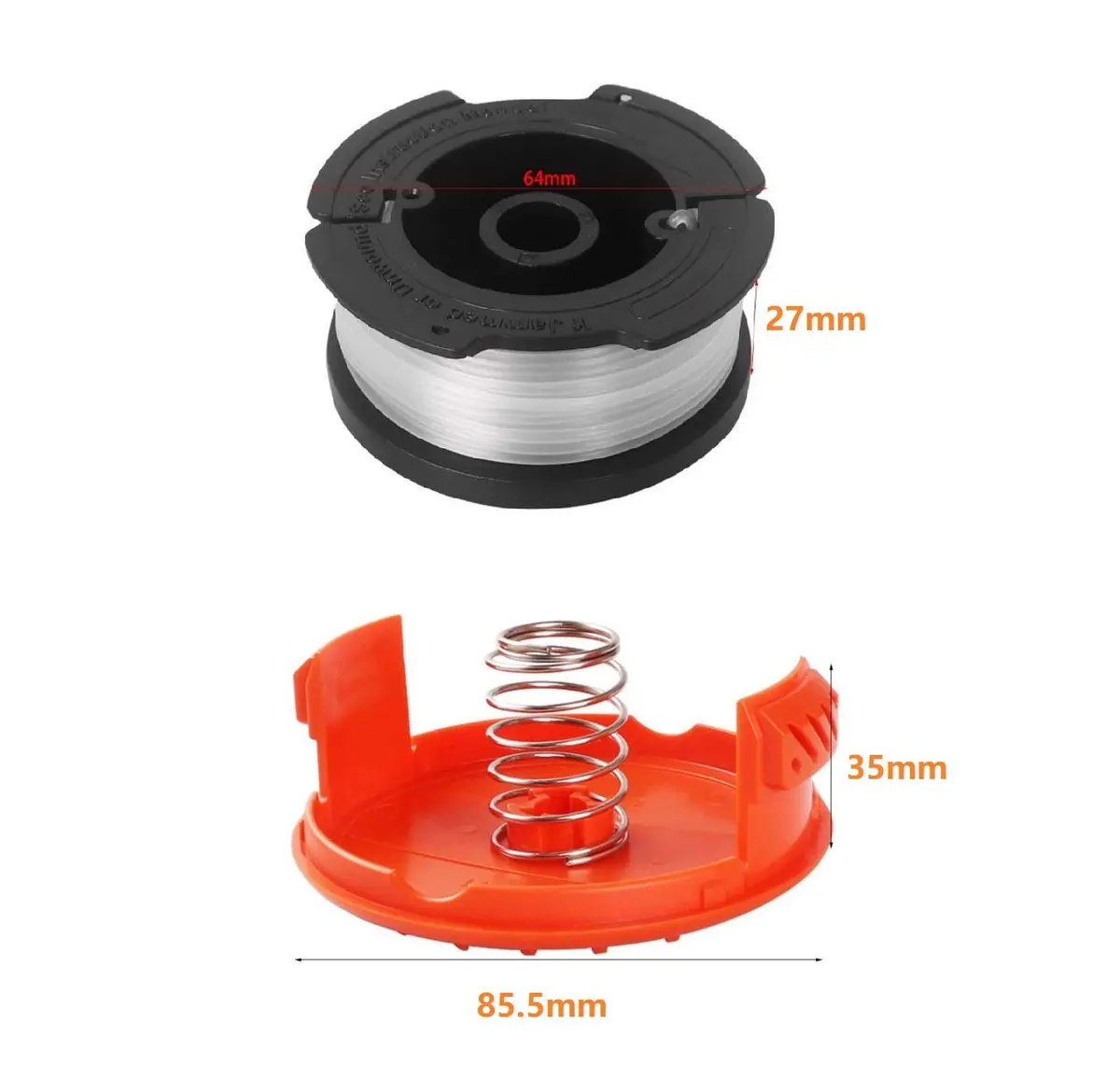 Lucky Seven AF-100 Spool Compatible with Black & Decker AF-100-3ZP 0.065" String Trimmer Line Replacement for GH900 GH600 String Trimmer (8 Spools + 2 Caps and Springs) | Premium Replacement for Black & Decker - view 2