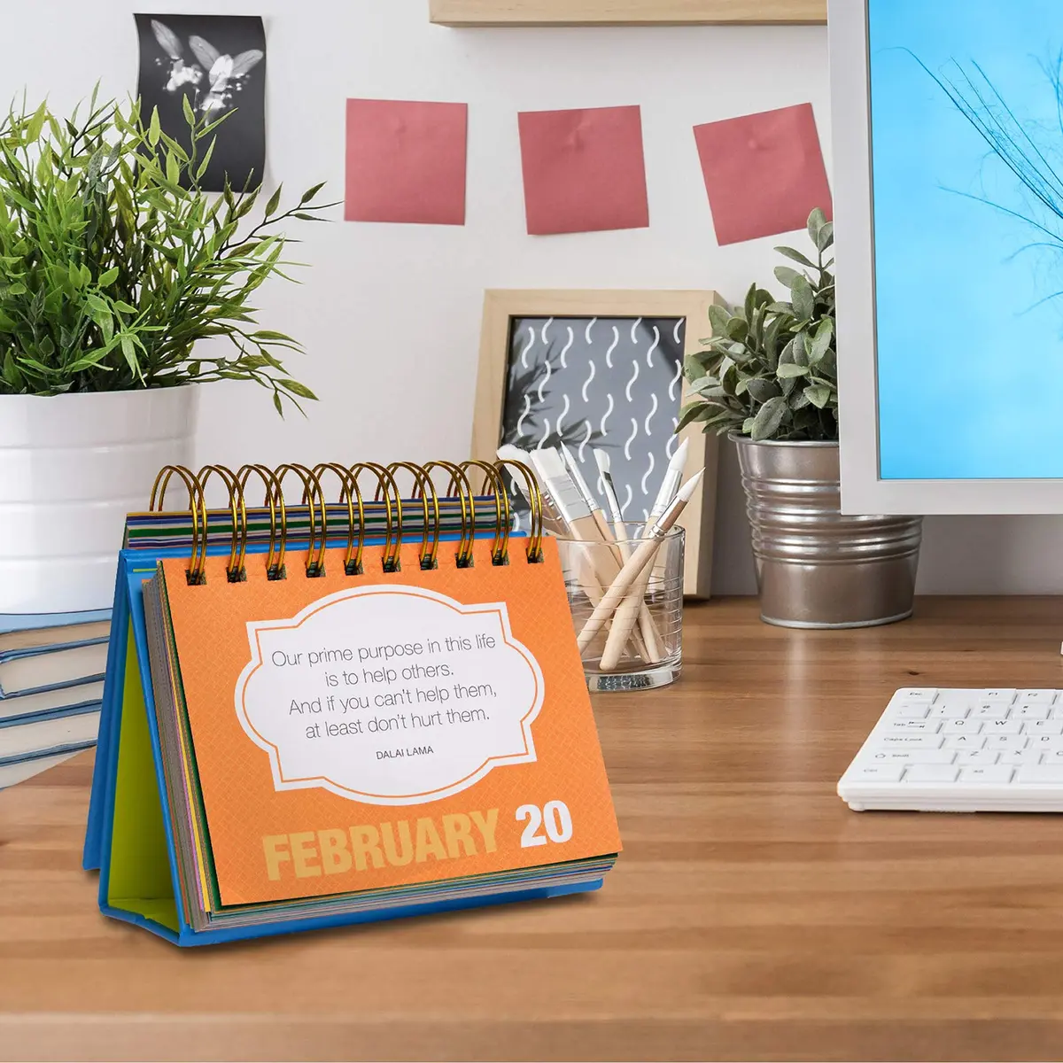 EXCELLO GLOBAL PRODUCTS Motivational & Inspirational Perpetual Daily Flip Calendar Bright Colors | Self-Standing Easel, Durable & Long-Lasting - view 5