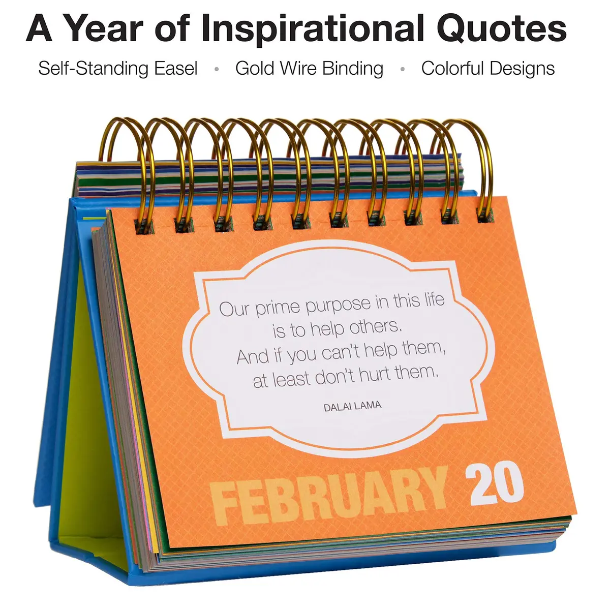 EXCELLO GLOBAL PRODUCTS Motivational & Inspirational Perpetual Daily Flip Calendar Bright Colors | Self-Standing Easel, Durable & Long-Lasting - view 2
