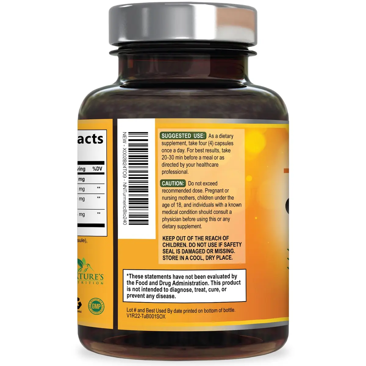 Nature's Nutrition Turmeric Curcumin Supplement 240 Capsules | 2400mg Organic Turmeric & BioPerine for Joint & Immune Support - view 8