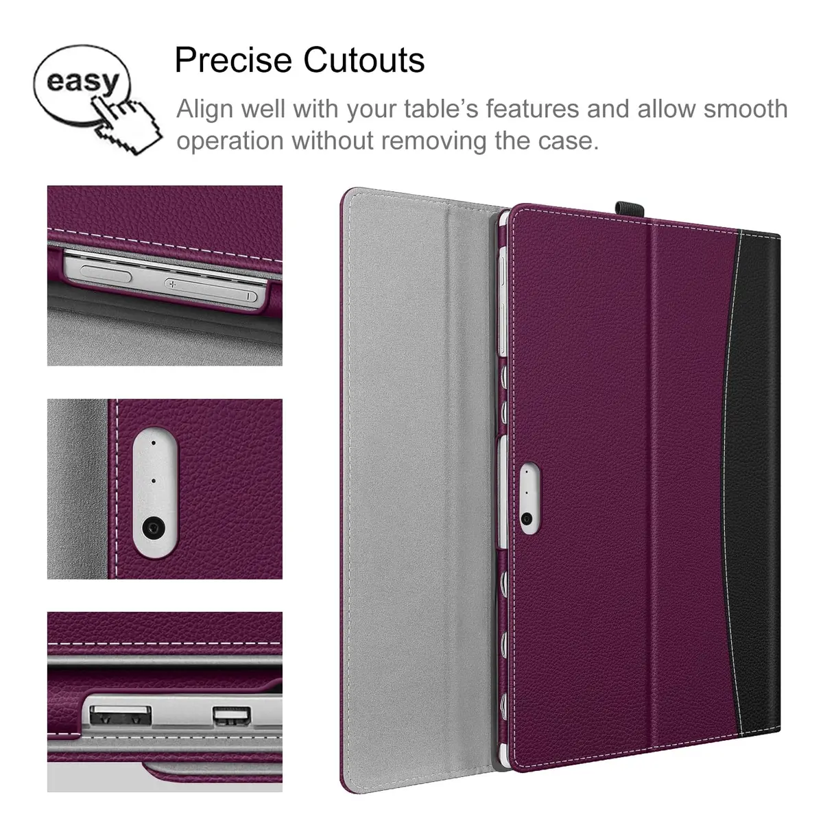 Fintie Case for 12.3 inch Microsoft Surface Pro 7 Plus, Pro 7/6/5/4/3 Purple | Built-in Kickstand & Stylus Holder - view 5