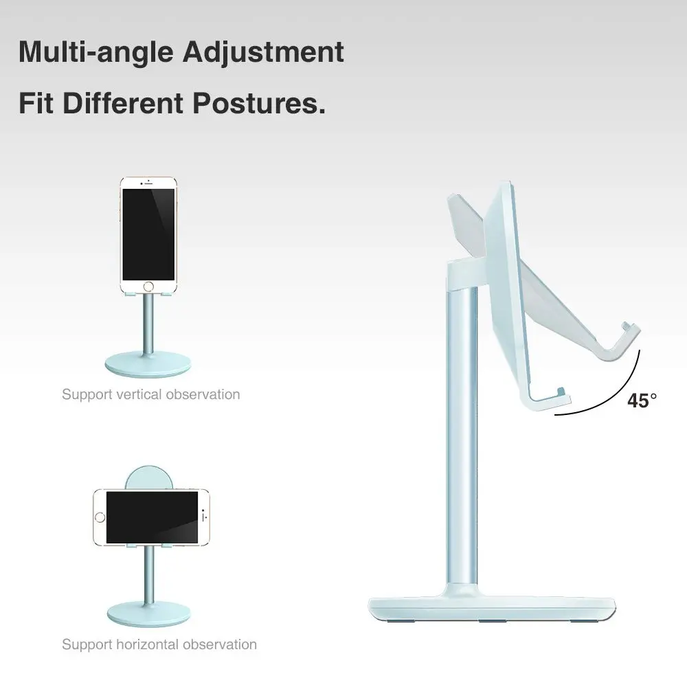 Bright Stone Adjustable Phone Stand for Desk, Compatible with 4"-12.9" Phones/Tablets/iPhone/iPad/Switch (Blue) | Stable Aluminum Alloy Bracket - view 5