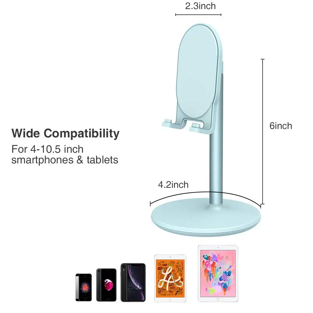 Bright Stone Adjustable Phone Stand for Desk, Compatible with 4"-12.9" Phones/Tablets/iPhone/iPad/Switch (Blue) | Stable Aluminum Alloy Bracket - view 4