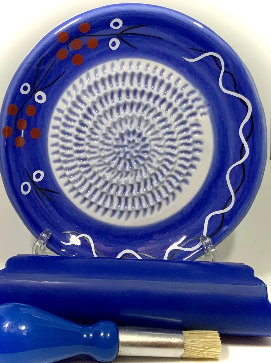 BonCera Premium Ceramic Garlic Grater Plate Set - Cherry Line on Blue | Safe, Durable & Versatile (70-120 chars) - view 8