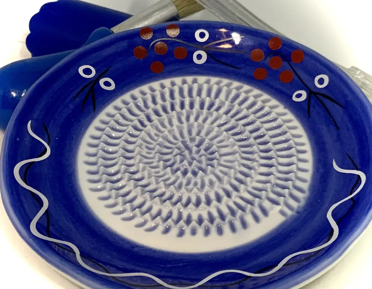BonCera Premium Ceramic Garlic Grater Plate Set - Cherry Line on Blue | Safe, Durable & Versatile (70-120 chars) - view 3
