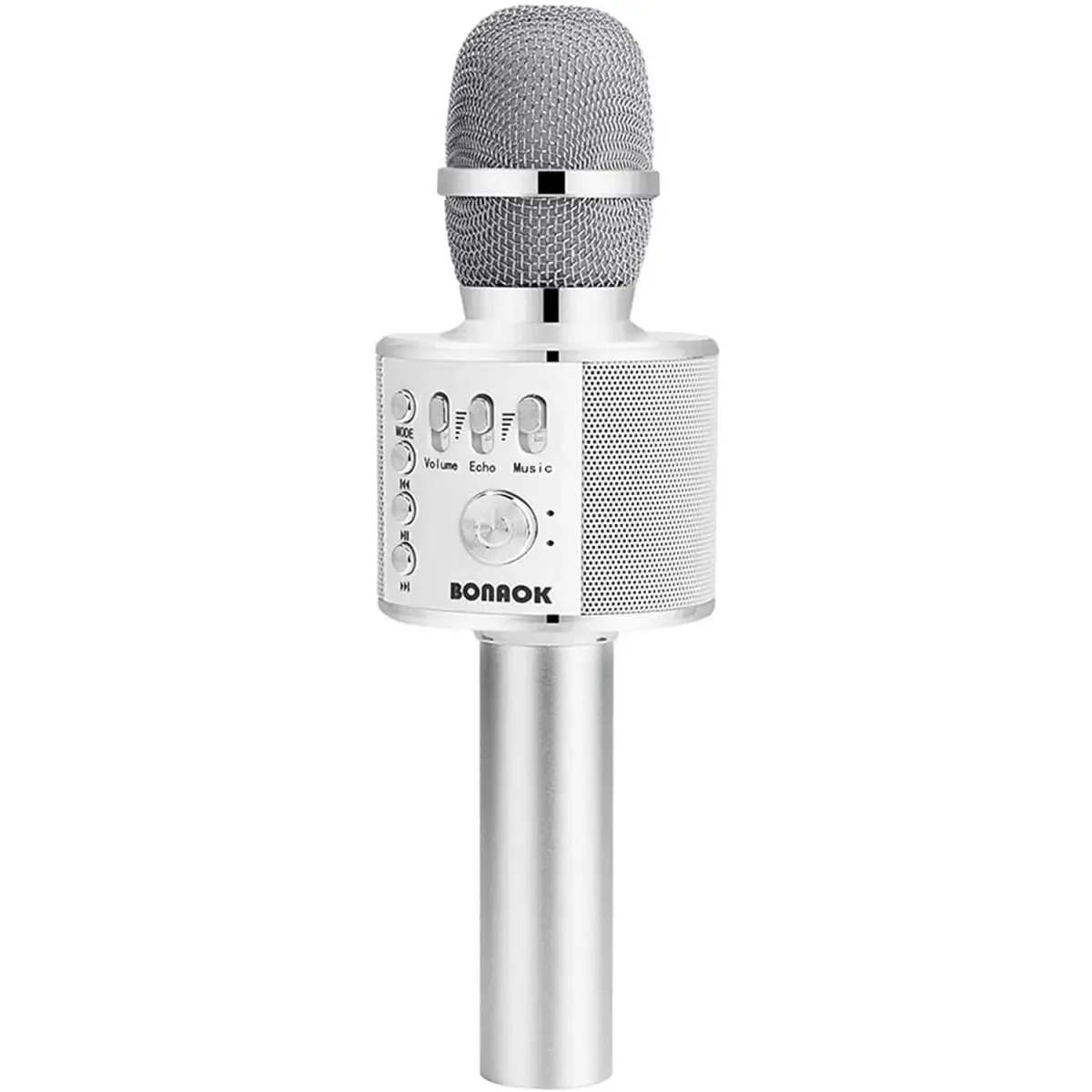 BONAOK Bluetooth Karaoke Microphone Silver | Portable Handheld Mic for Adults & Kids - main product image
