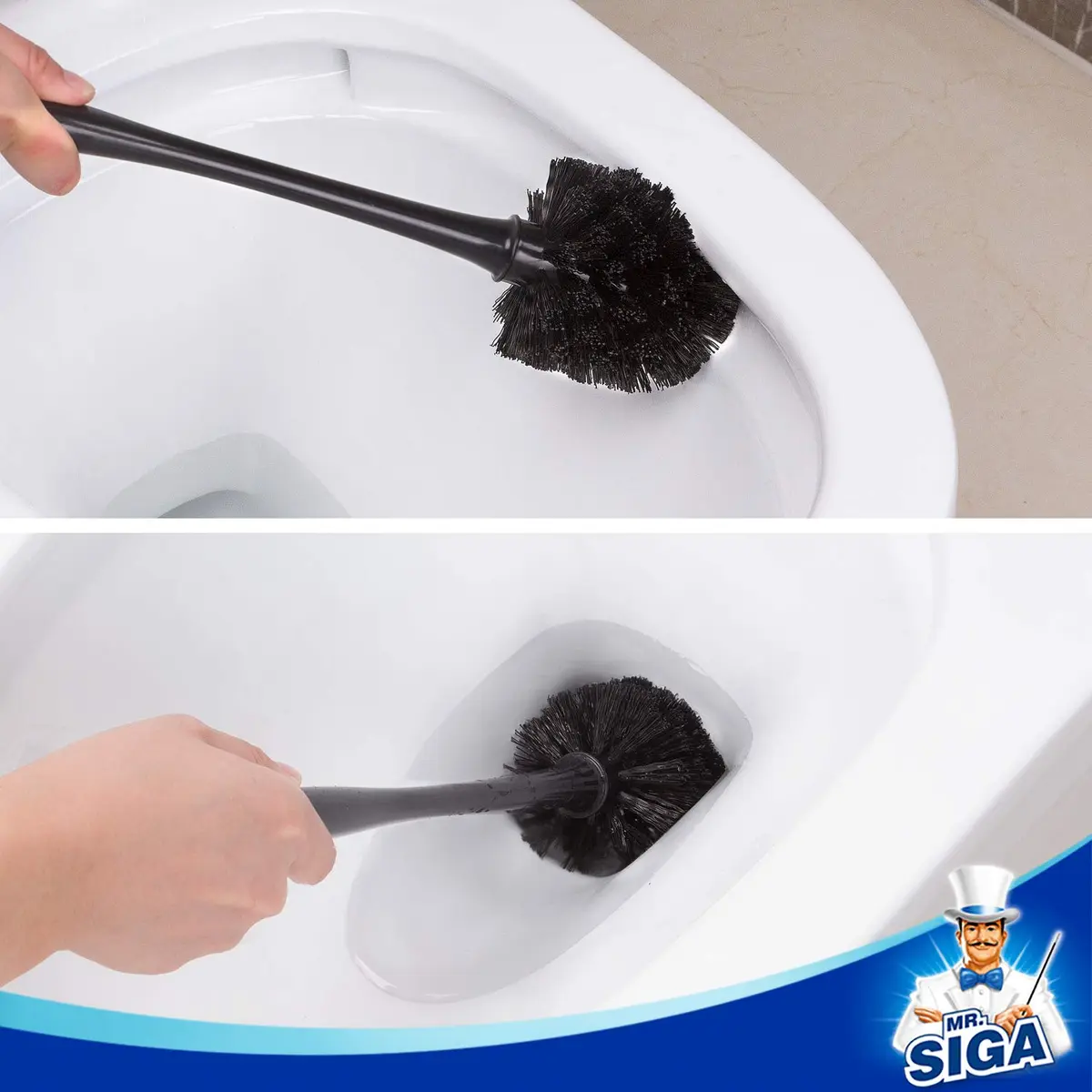 MR.SIGA Toilet Plunger and Bowl Brush Combo for Bathroom Cleaning, Black | Heavy Duty Rubber Plunger & Nylon Brush - view 6