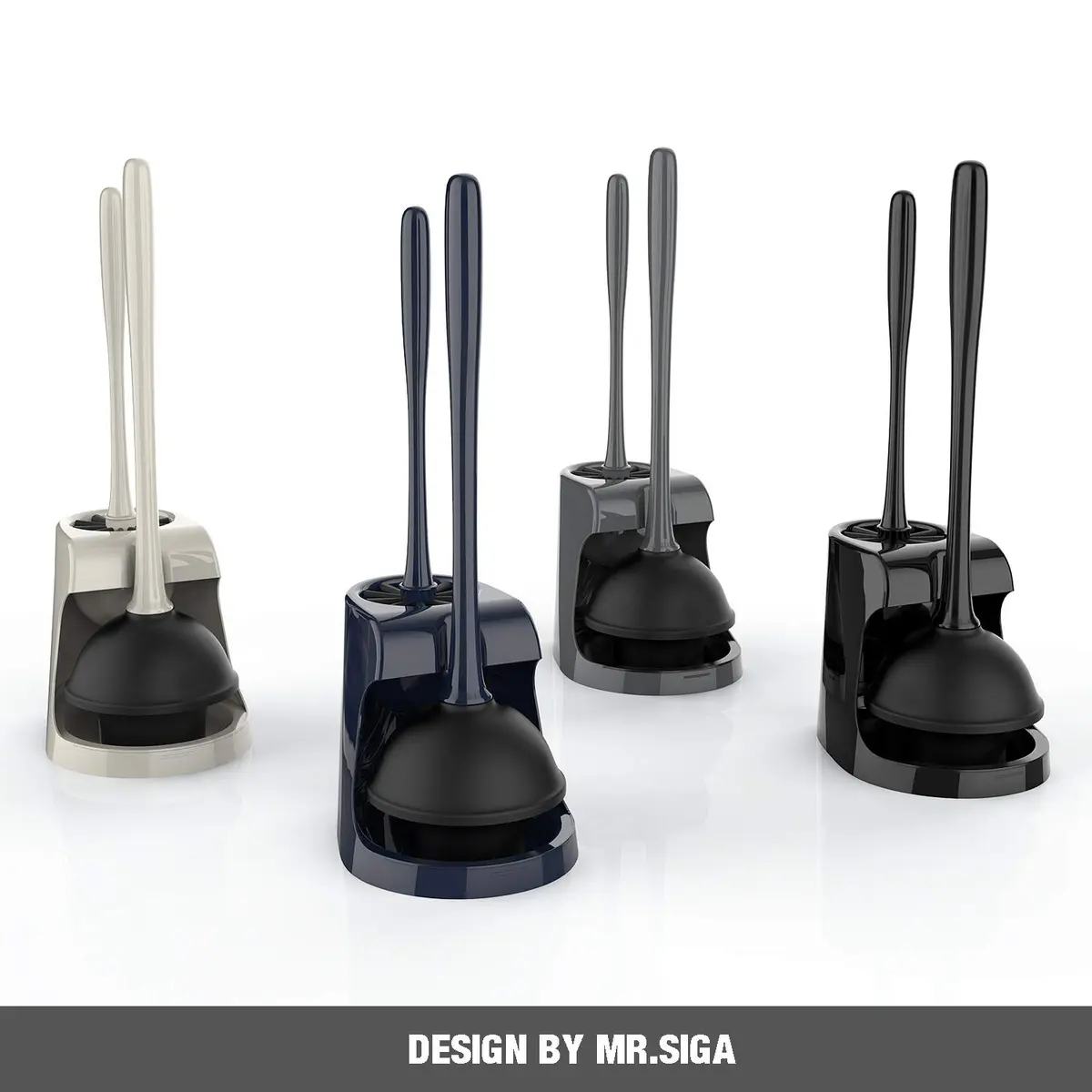 MR.SIGA Toilet Plunger and Bowl Brush Combo for Bathroom Cleaning, Black | Heavy Duty Rubber Plunger & Nylon Brush - view 3