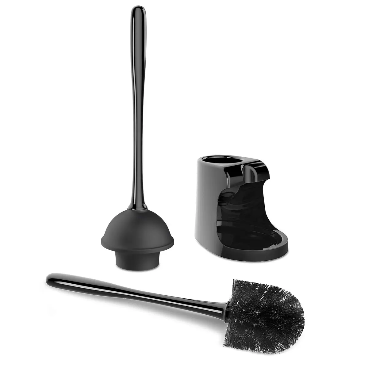 MR.SIGA Toilet Plunger and Bowl Brush Combo for Bathroom Cleaning, Black | Heavy Duty Rubber Plunger & Nylon Brush - view 4