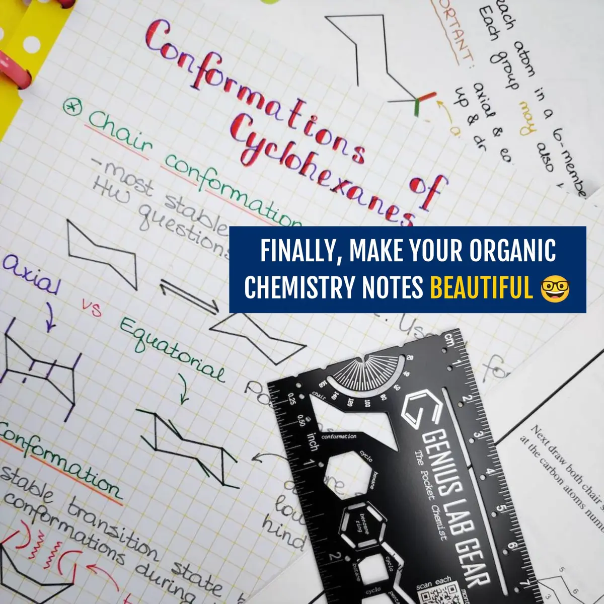 Genius Lab Gear Pocket Chemist Organic Chemistry Stencil 3 Inch Metal Ruler | Compact, Durable & Precision - view 9